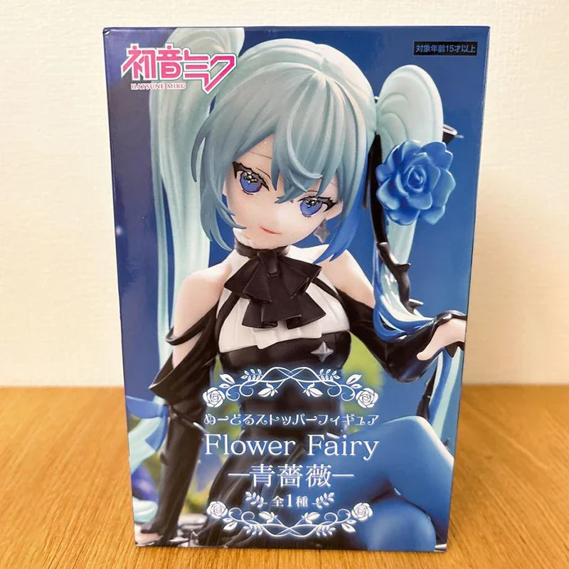 Original GenuineFURYU NOODLE STOPPER HATSUNE MIKU FLOWER FAIRY -BLUE ROSE- VER. PVC 14 Action Figure Toys For Boys Girls Kids