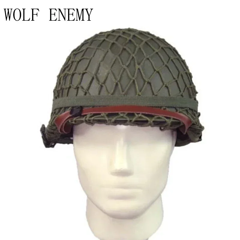 

NEW WW2 M1 Tactical Hunting Steel Helmet with Netting Cover WWII Equipment Replica