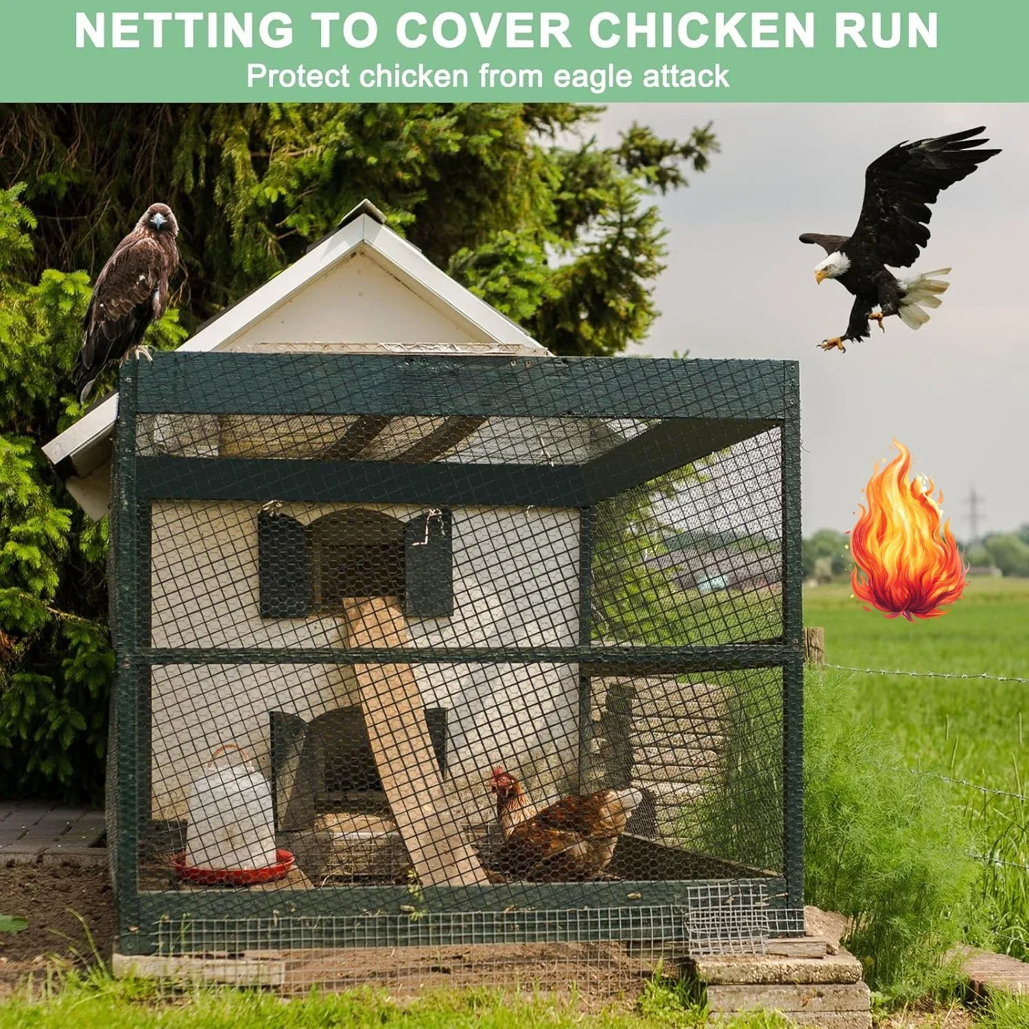 

Сетка для защиты от птиц 100'x100' для курятника, нейлоновая сетка с ячейками 3/4 дюйма для птицы, сетка для крыши от ястребов, сетка для вольеров, сетка для ограждения от оленей