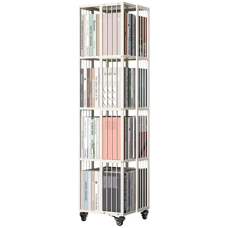 

New rotating shelf for primary and secondary school reading students landing simple wheeled multi-layer bookshelf mobile
