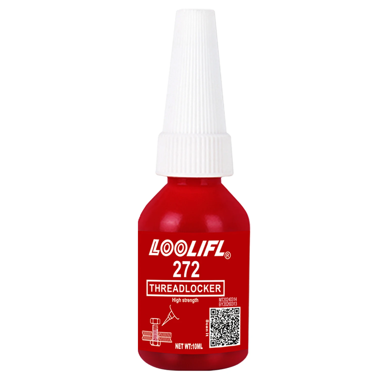 Loolifl 272 50ml Roter Hochfester Schraubensicherungskleber Hochtemperaturbeständiger Schraubenkleber Anti-Lose Gewindedichtmittel für Metallgewinde