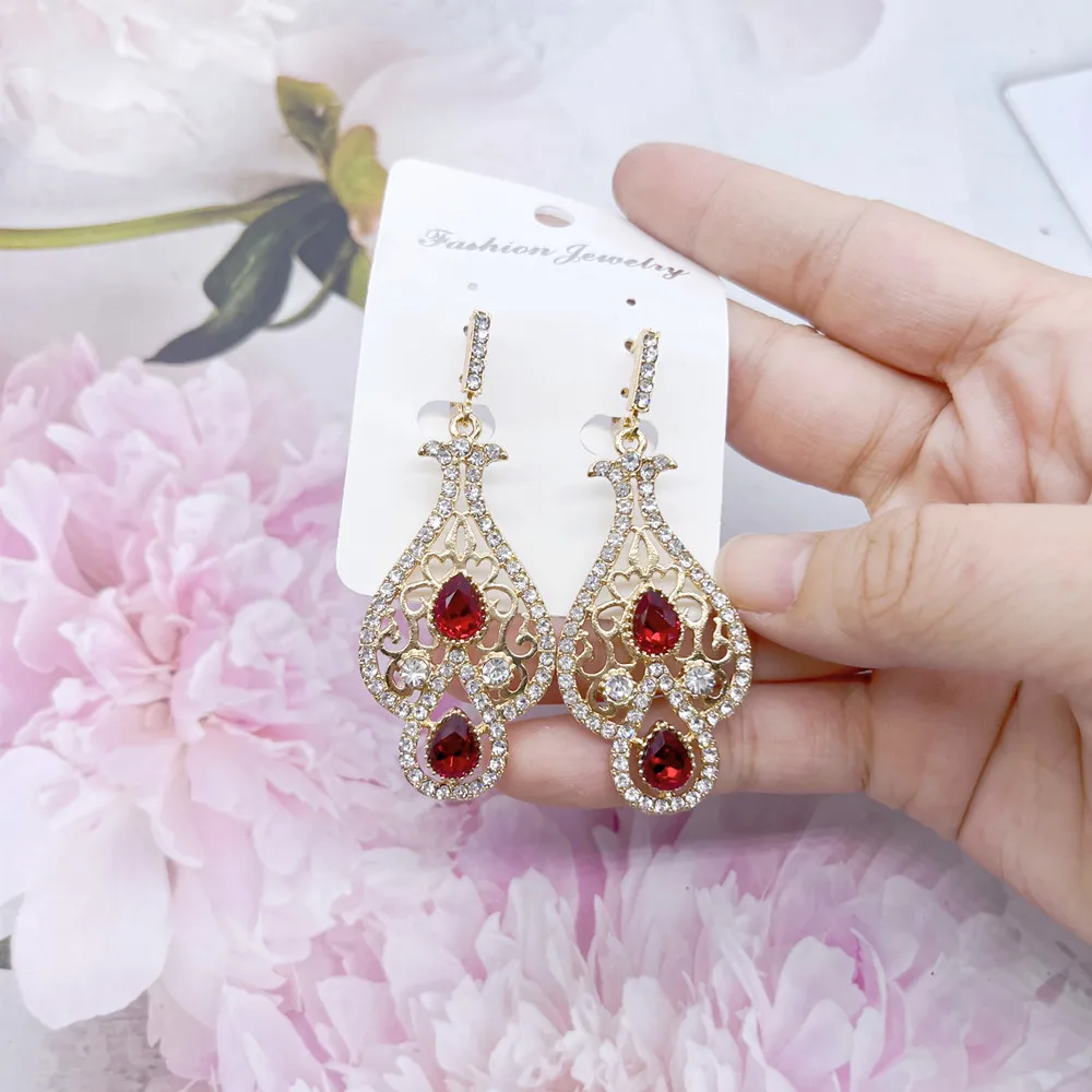 Neovisson Trendy Caftan Earring for Aristocratic Women Gold Color Algeria Wedding Jewelry Arab Drop Earring Handmade Gift