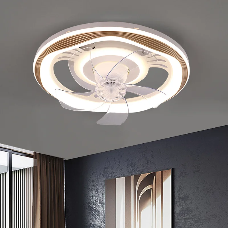 

Modern Simple Invisible Fan Light LED Living Room Bedroom Ceiling Fan Light Nordic Light Luxury Timed Remote Control Fan Lamp