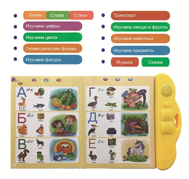 Russian Electronic Sound Book Educational Book Toy Kid Russian Language Reading Machine with Learning Pen