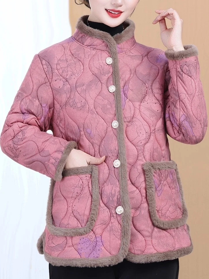 

Sli Thiened Fce Lined ort Cotton Jaet for Women over 40 Trendy Winter Outerwear Faionable Mom Clothes