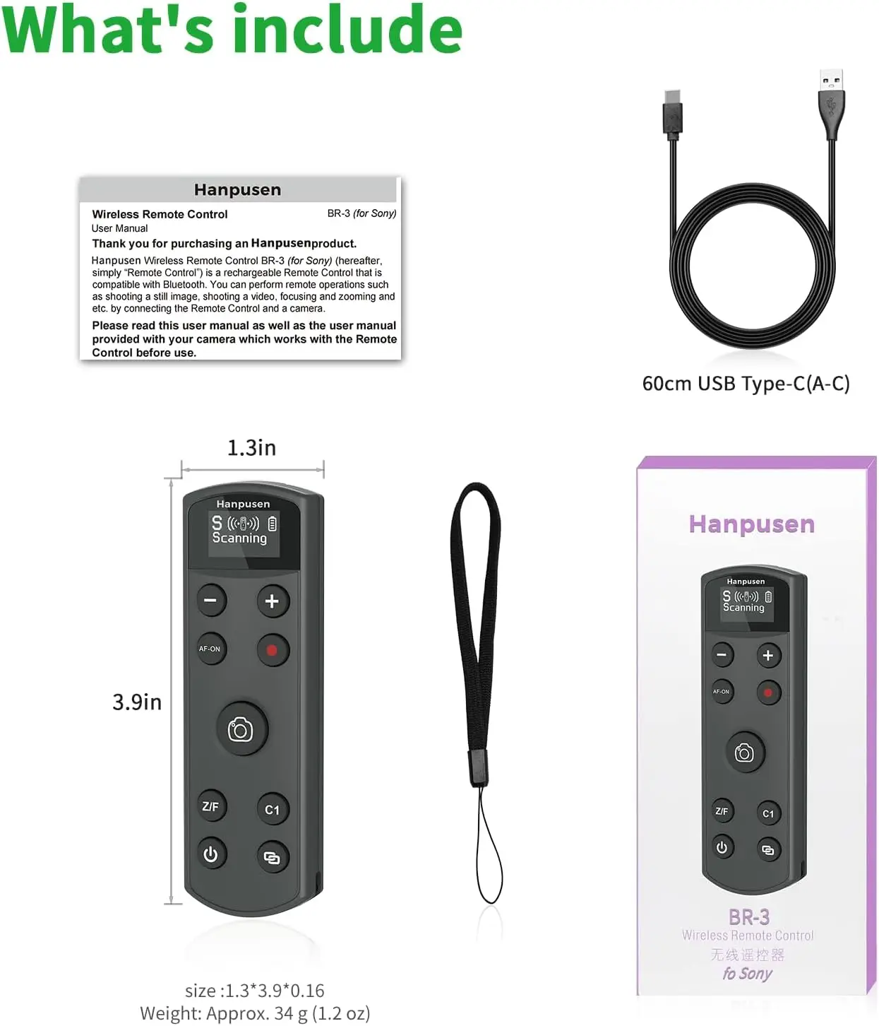 RMT-P1BT USB-C Kabelloser Fernauslöser für Sony A7RM6 A7RVI ZV-1II ZV-E10II FX30 A6700 A6600 A9III A7C A7CR A7IV – Detail 9