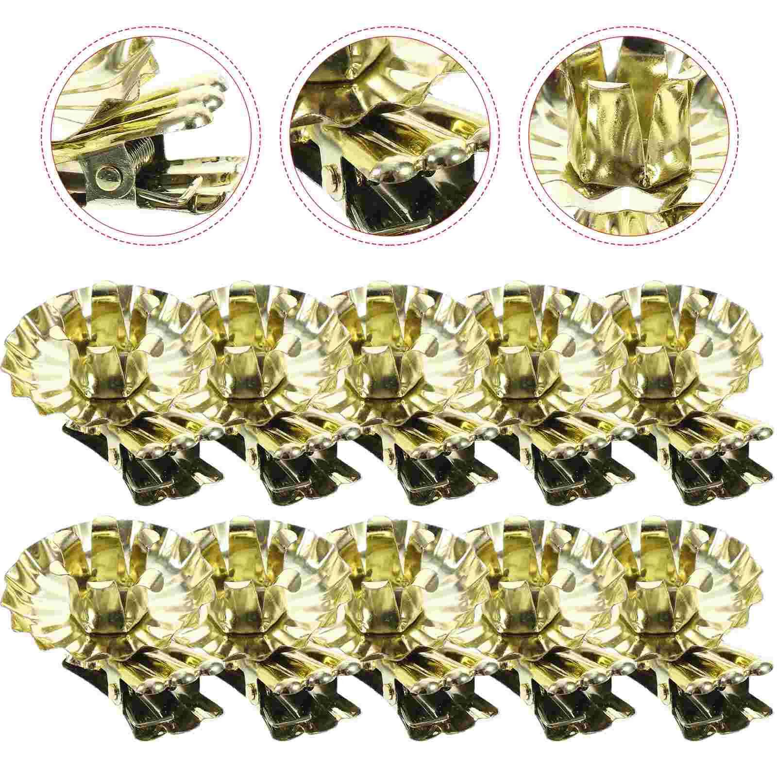 10 Pcs Bulk Christmas Tree Clips Decors Wrought Iron Holder Metal Cup Base (gold Dovetail Clip) 10pcs Candles Rotary