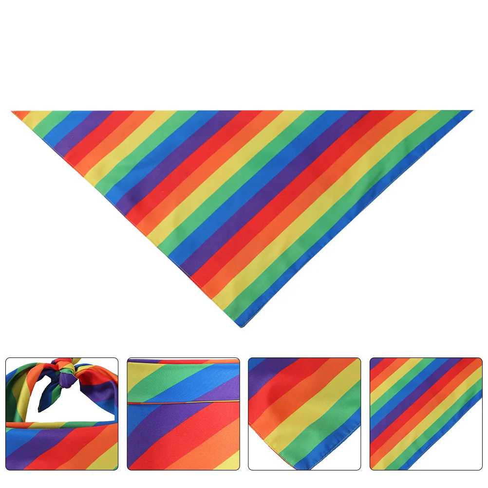 Triangular Scarf Puppy Decorative Pet Handkerchief Rainbow Pattern Bandana Dog Supplies Polyester Vacation Bib