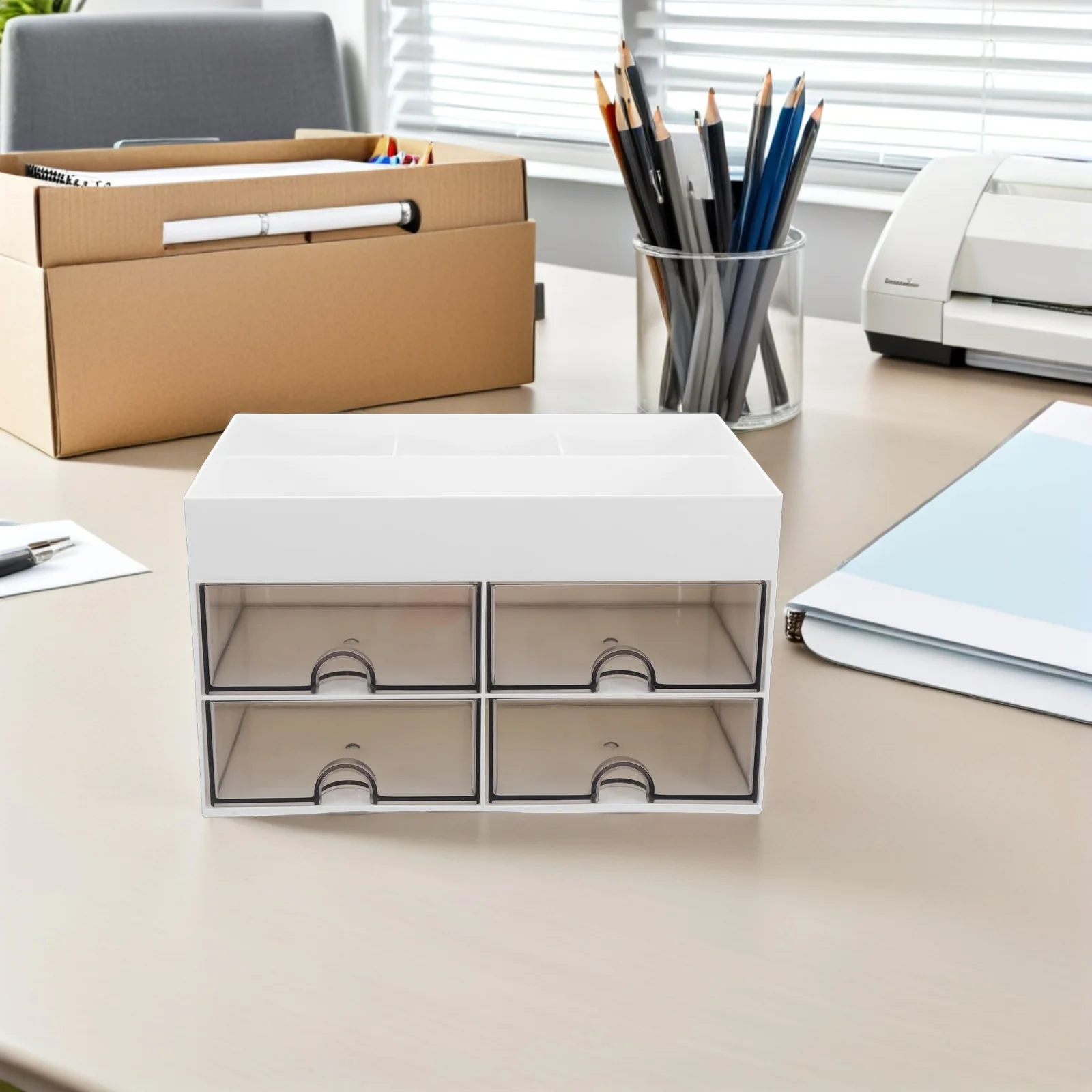 

Sleek Modern Desk Storage Box Versatile Functionality Pen Pencil Organizer Office Supplies Management Desk Supply Organizer