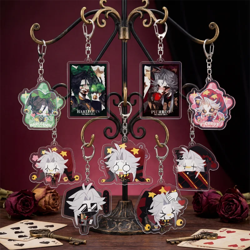 otome-game-the-freak-circus-pierrot-Косплей-Брелок-6-см-kawaii-Акрил-Джокер-Клоун-Подвеска-Брелок-Сумка-Аксессуар-Орнамент-Реквизит