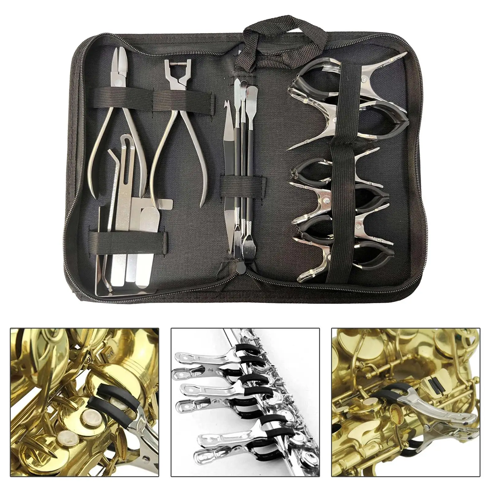 17 Pieces Woodwind Instrument Maintanance Kit Adjustable Portable Saxophone Repair Tool wind Instruments Saxophone Clarinet