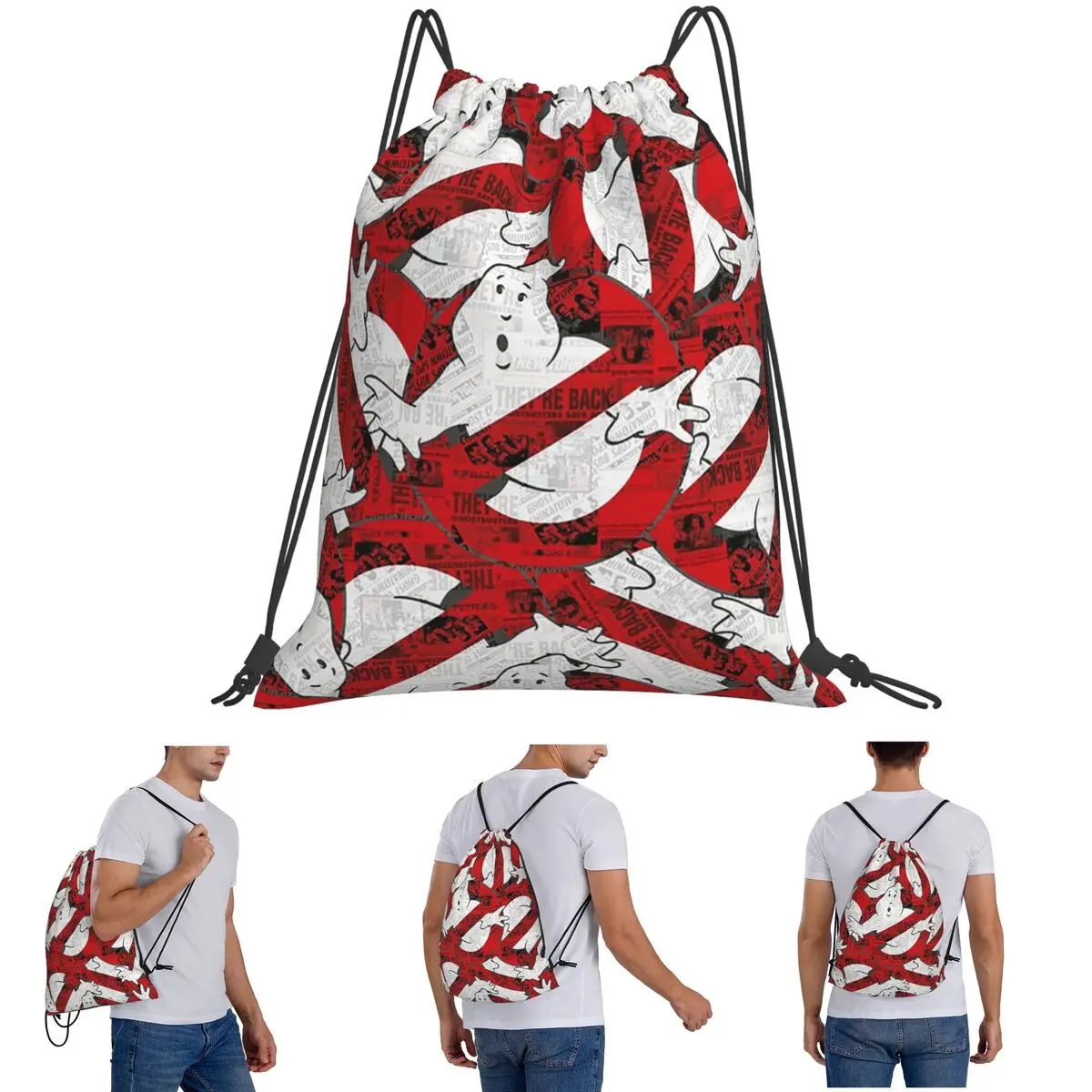 

Ghostbusters 1984 Movie Cartoon Backpacks Multi-function Drawstring Bags Sundries Bag Book Bags for Man Woman School