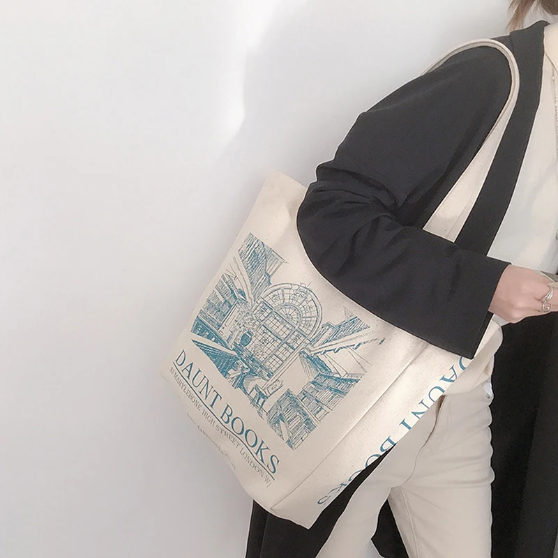 Women Canvas Shoulder Bag London Daunt Books Daily Shopping Bags Book Bag