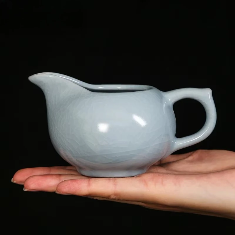 180ml Ice Cracked Glaze Ru Kiln Porcelain Tea Pitcher Tea Divider Chahai Dispenser Justice Cup Fair Mug Tea Services Accessories