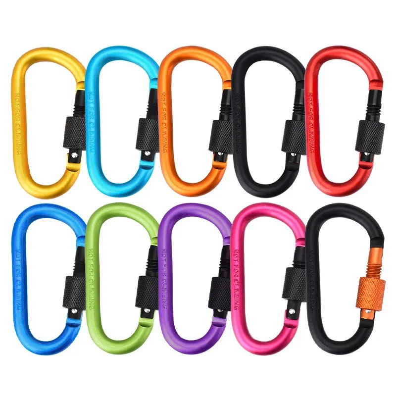 

1PCS Aluminium Alloy Colorful Carabiners Safety Buckles Outdoor Sports Bottles Backpack Keychain Climbing Button Hiking Hooks #8