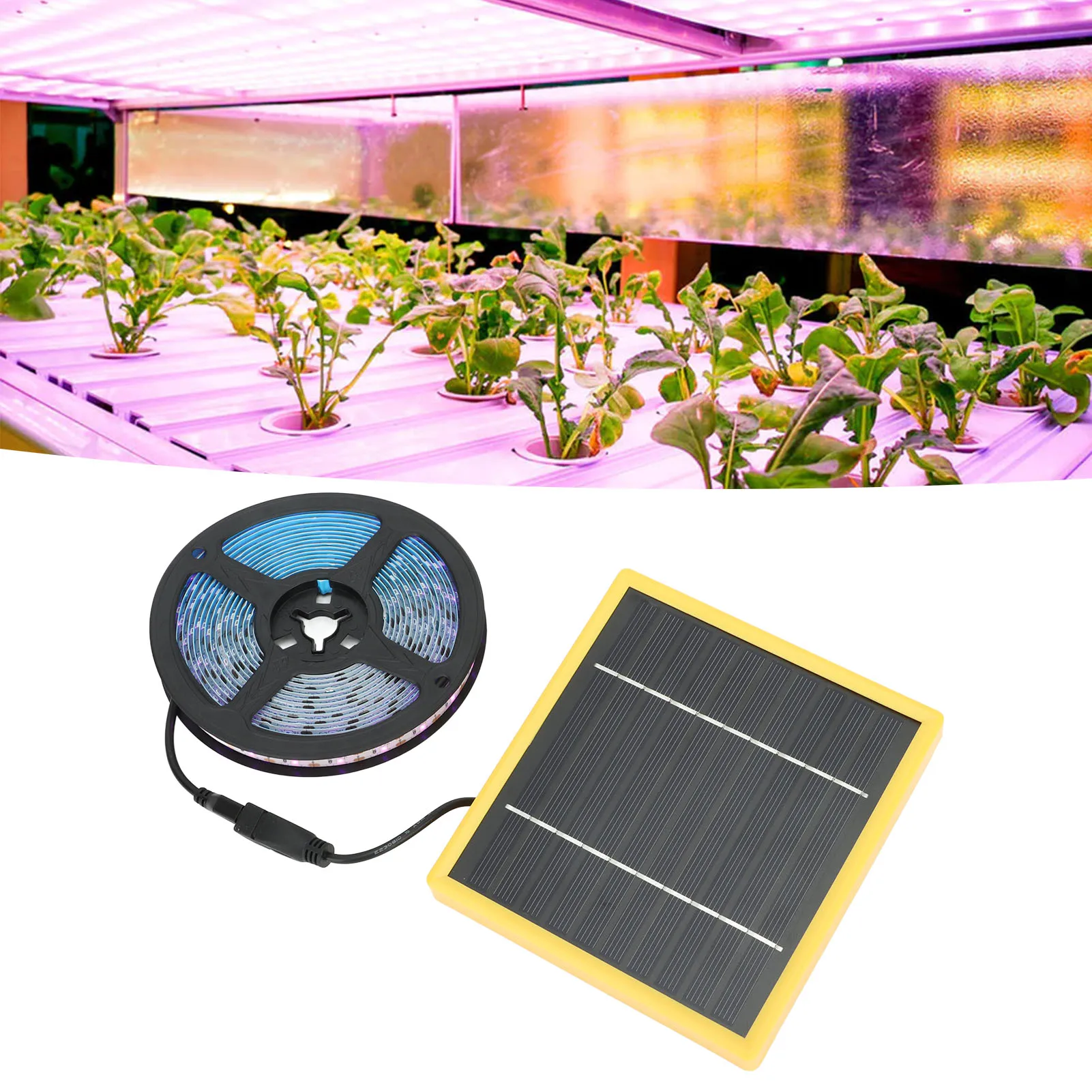 

Solar Plant Grow Light Strip Solar Powered Grow Strip Light High Conversion Rate 5V 5W with Solar Panel for Greenhouse Planting