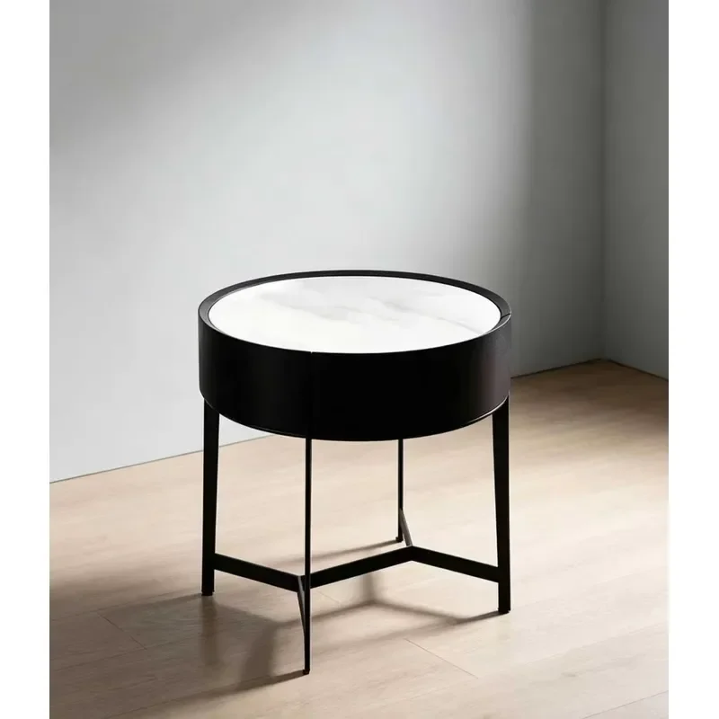 Italian Minimalist Round Bedside Table Nordic Style Bedroom Nightstand Living Room Corner Side Cabinet