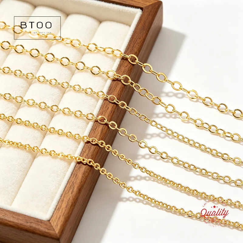 100% 14K Gold Filled Cable Chain 1.2/1.4/1.68MM Necklace Gold Jewelry Minimalist Gold Filled Chain DIY Jewelry