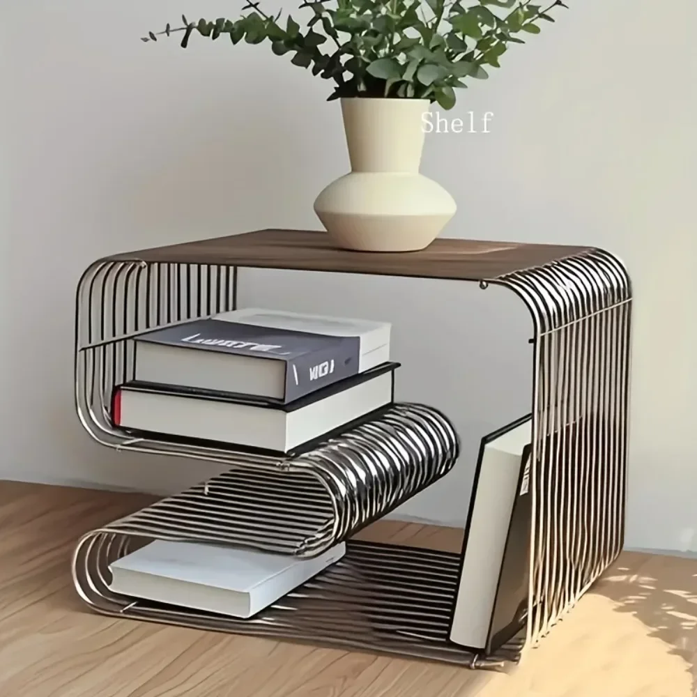 Scandinavian-Inspired Metal Bookshelf - Sleek, Multi-Purpose Storage Rack for Magazines & Newspapers Home Office Decor