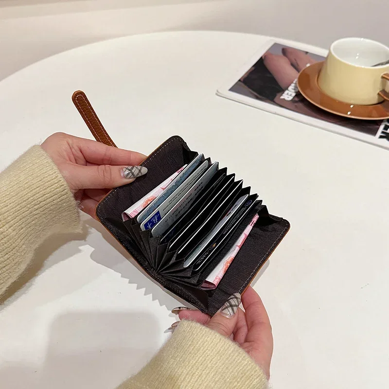 خمر هادئة فاخرة حامل بطاقة المرأة صغيرة حساسة Ins الحد الأدنى رائعة محفظة أنيقة بولي Leather الجلود المحمولة مخلب المحفظة #4