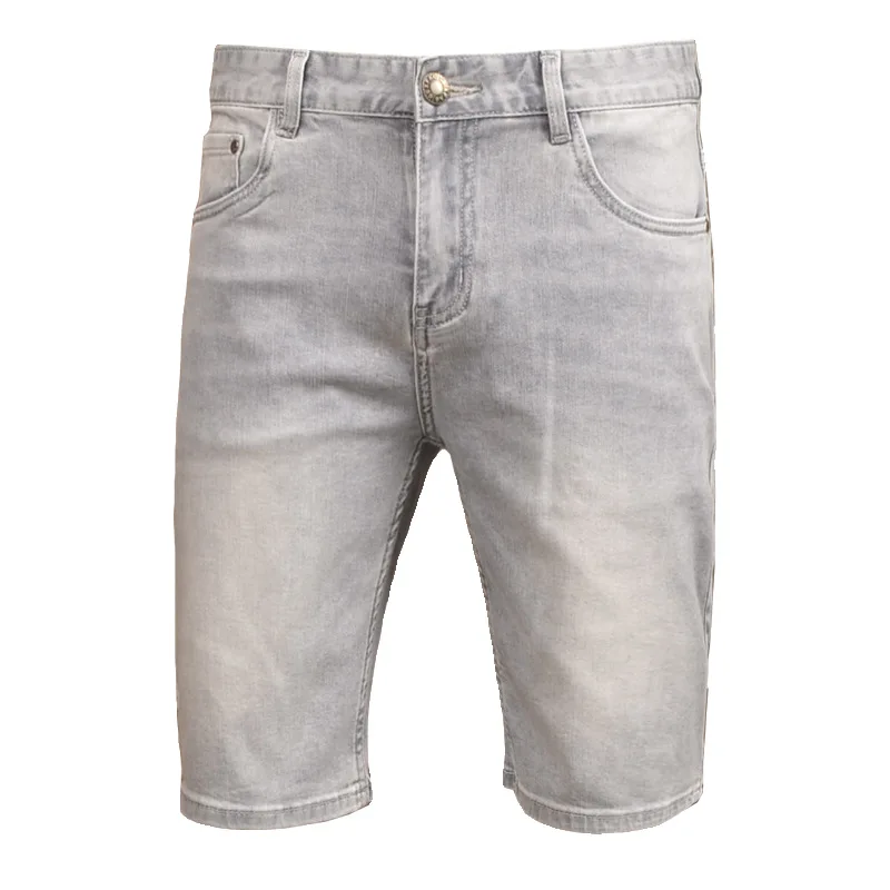 

Summer grey denim shorts men's summer thin stretch slim fit high-end washed fashionable casual five quarter pants