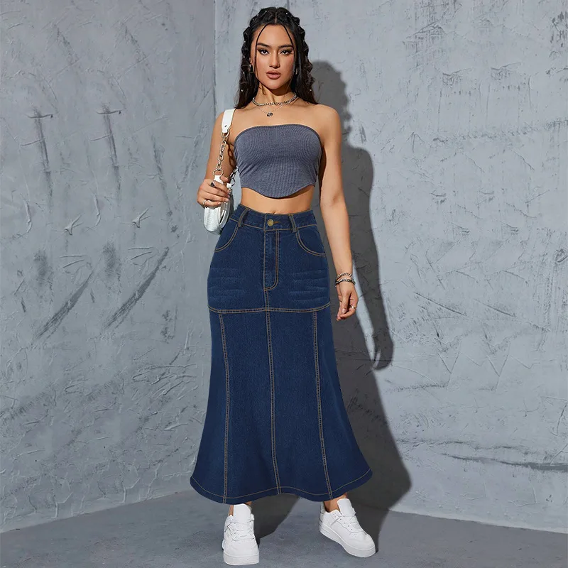 

218553 Fit Classic Versatile New Denim Long Skirt