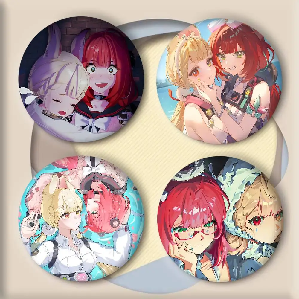 Game Zenless Zone Zero Yuzuha And Alice Anime Cp Badges Round Cosplay Pin Bag Decor Fans Collect Friends Gifts Brooch Souvenir