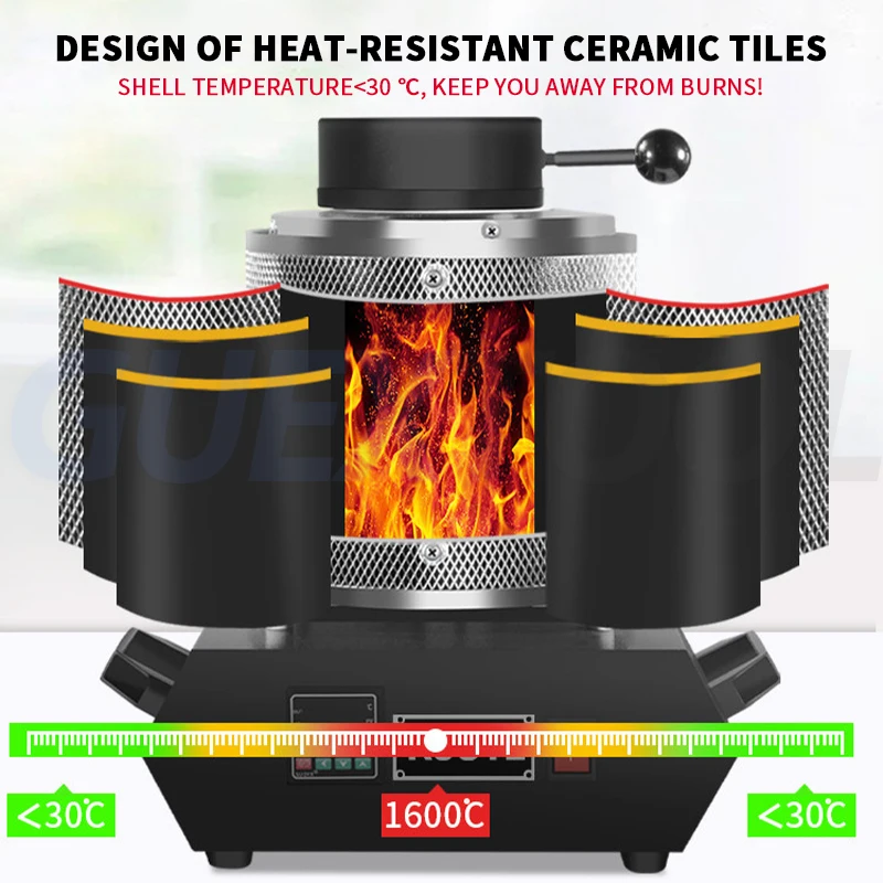 Digital Gold Melting Furnace Portable Metal Melting Furnace Gold Silver And Aluminium Quartz Crucible Equipment Melting
