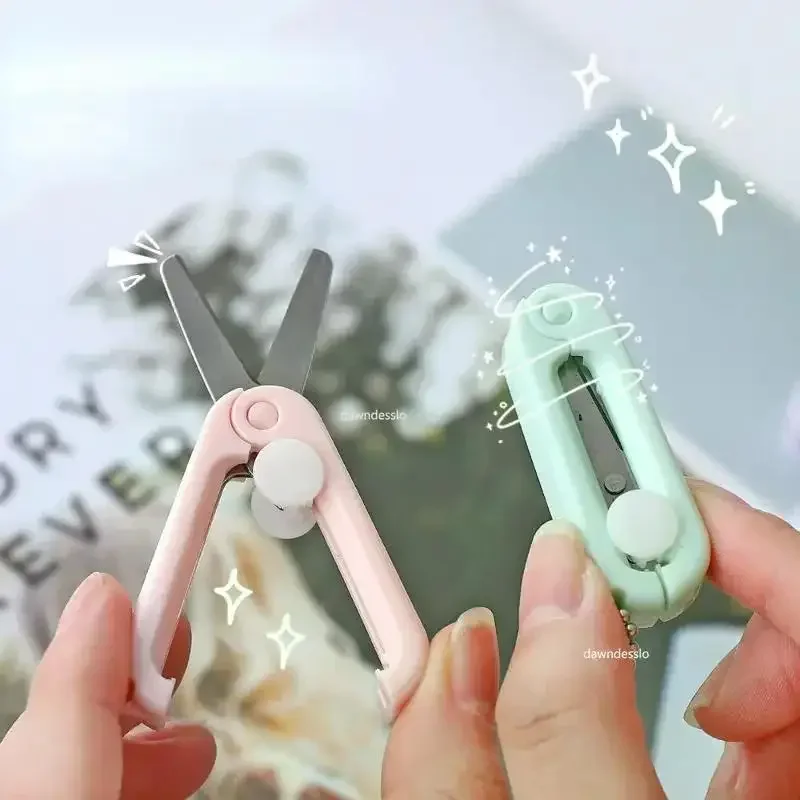 

1pcs Morandi Portable Mini Scissors Creative Scalable Folding Mini Scissors Multi Functional Safe Cute