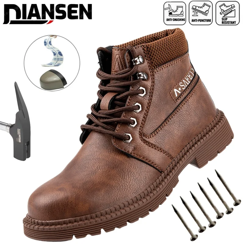 新しいファッション男性作業安全靴安全靴抗スマッシュ作業スニーカー安全靴男性不滅のワークブーツ