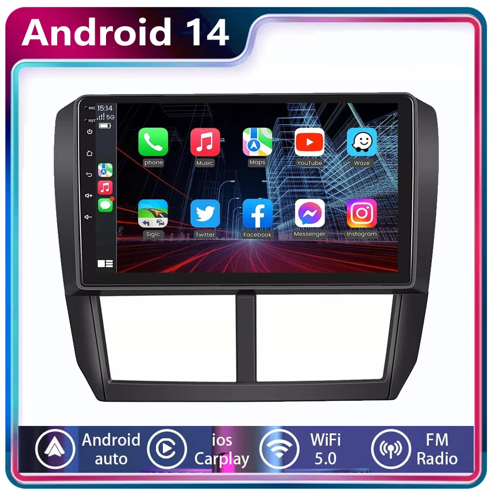 

2 Din Android 14 Carplay Стерео для Subaru Forester 3 SH 2007-2013 для Impreza GH GE Автомобильный радиоприемник Мультимедийный плеер GPS Зеркальная ссылка