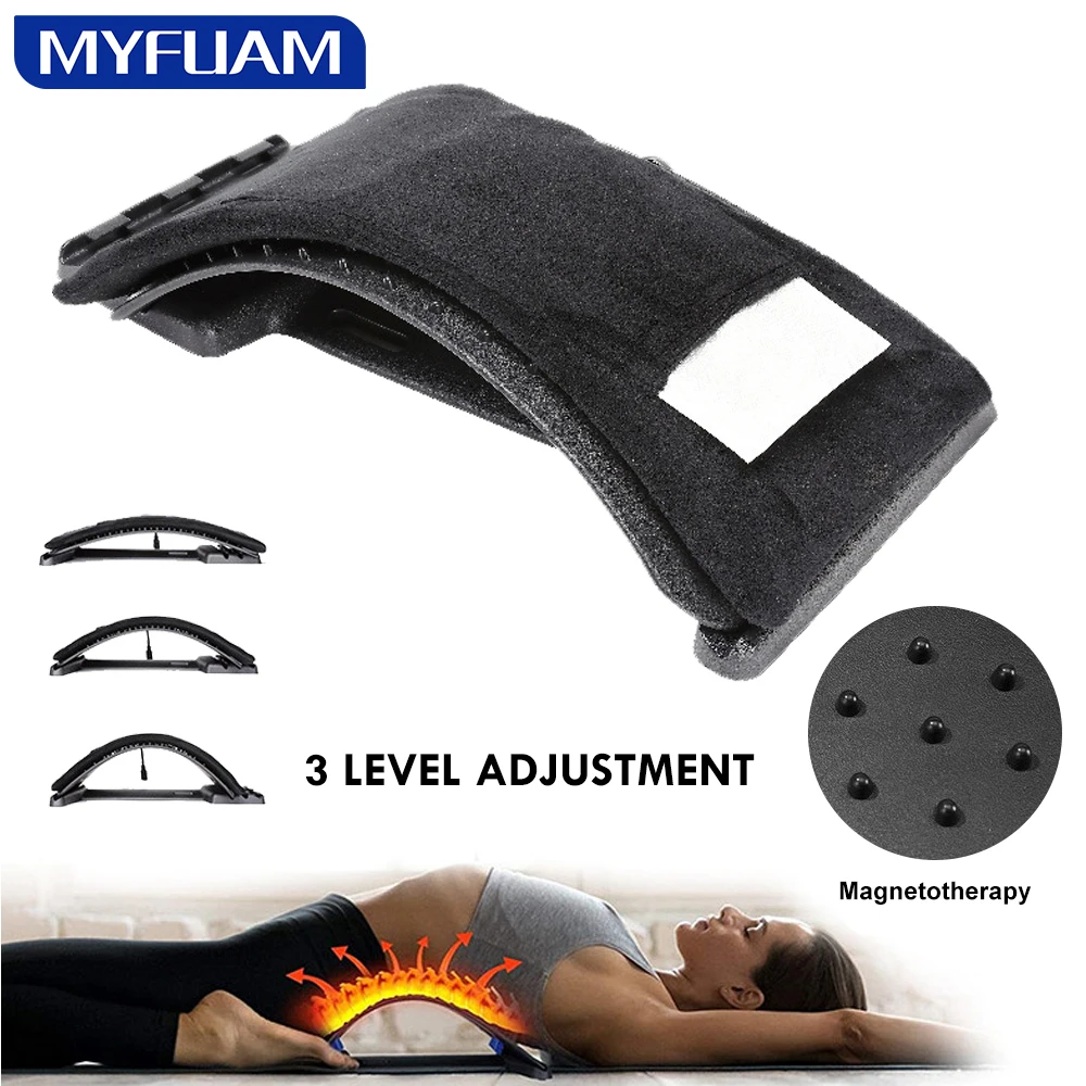 Electric Heating Back Massager Stretcher Equipment Massageador Magic Stretch Fitness Lumbar Support Relaxation Spine Pain Relief