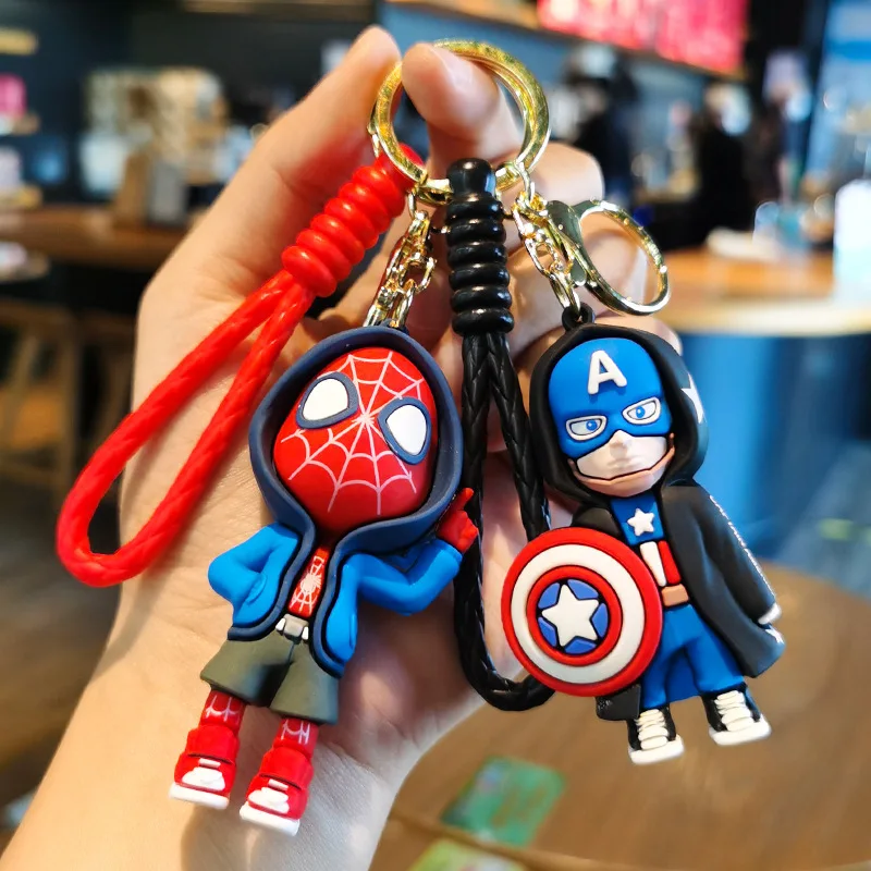 New Captain America Spider-Man Iron Man Keychain Avengers Handheld Office Pendant Bag Pendant Children's Birthday Gift