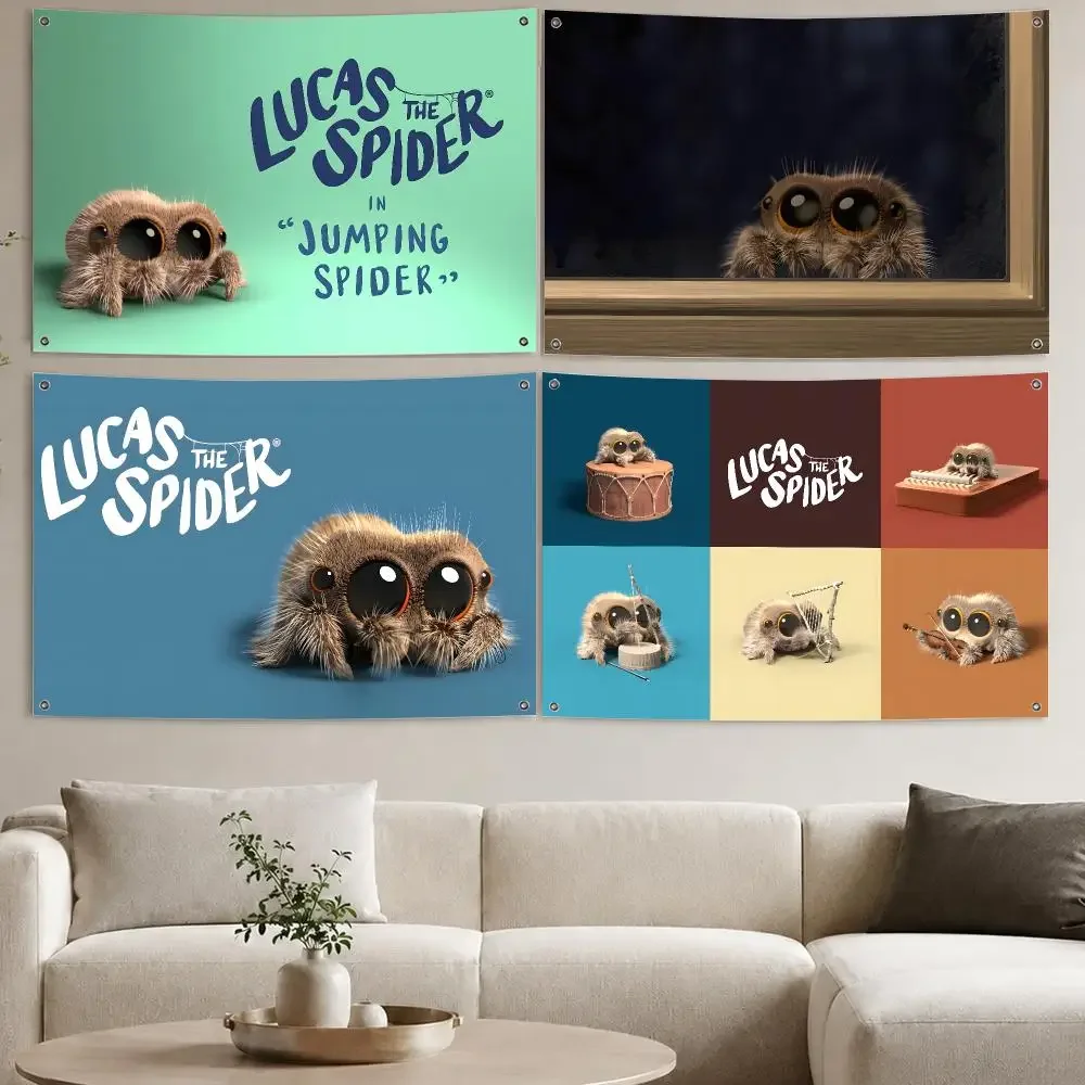 Cute Lucas the Spider Flags Aesthetic Wall Tapestry Printed Wall Hanging Living Room Party Outdoor Decor