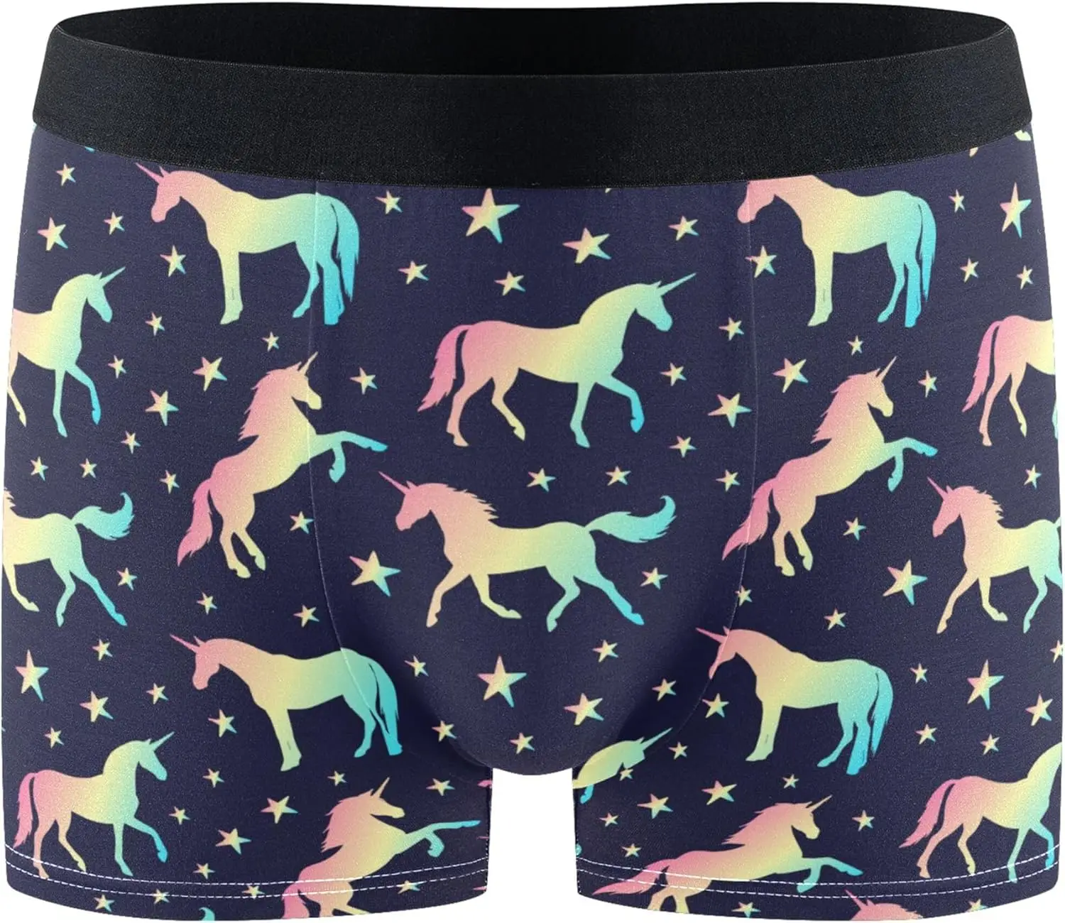 Rainbow Unicorn Stars Men's Boxer Briefs Cool Comfort Moisture-Wicking Breathable Underwear for Men
