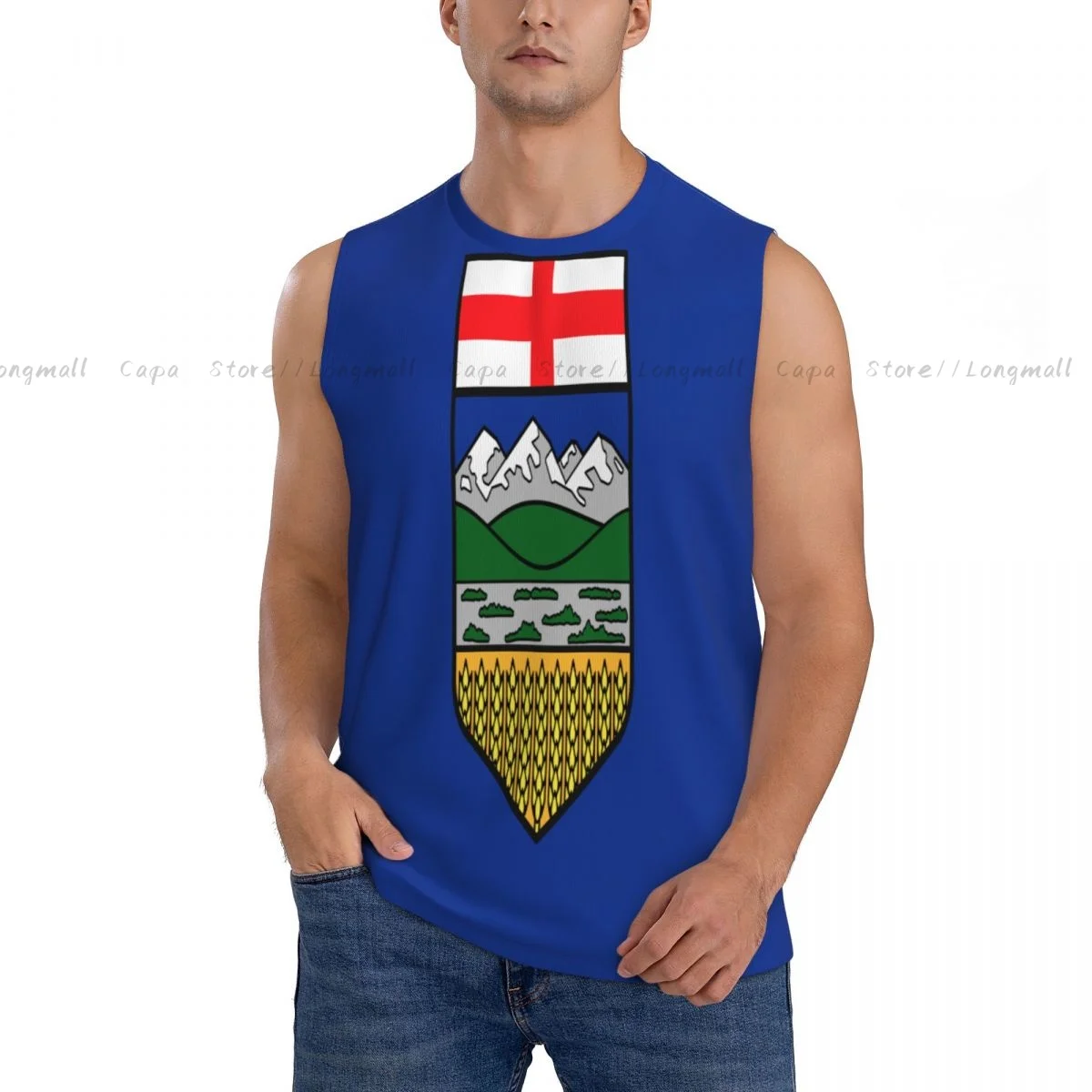 

Men's Tank Top Sleeveless Undershirt Gym Workout Flag Of Alberta Vest Breathable Summer Training Shirt