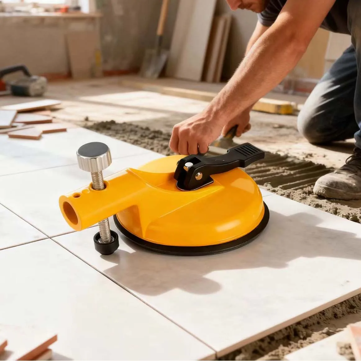 1pc Aluminum Alloy Wall Tile Leveler Suction Cup Large Plate Marble Leveling Splicer Hand Tools For Home Improvement