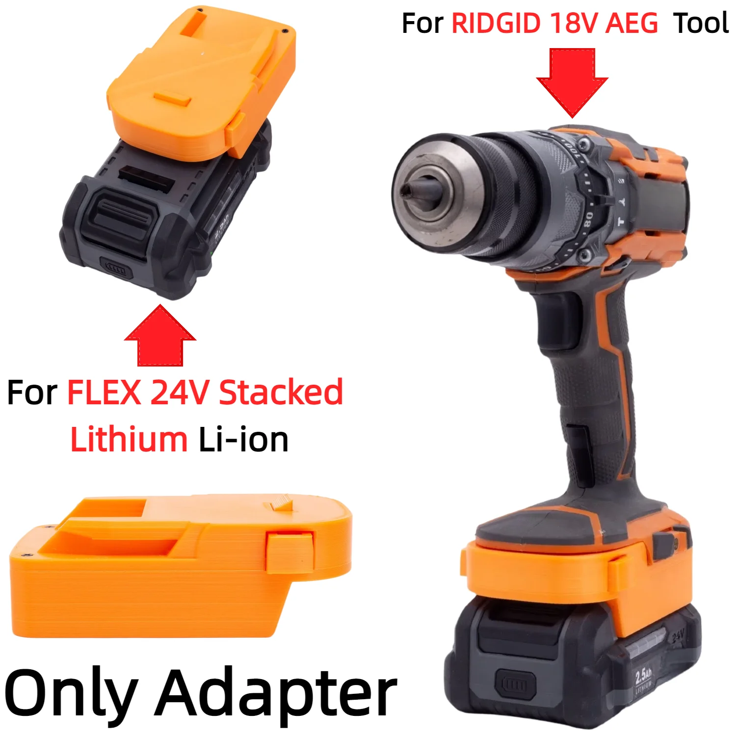 Adapter/Converter for For FLEX 24V Stacked Lithium FX0311‑1 FX0341‑1 FX0331‑1 FX0321‑1 FX0231‑1 Battery To RIDGID 18V AEG  Tools