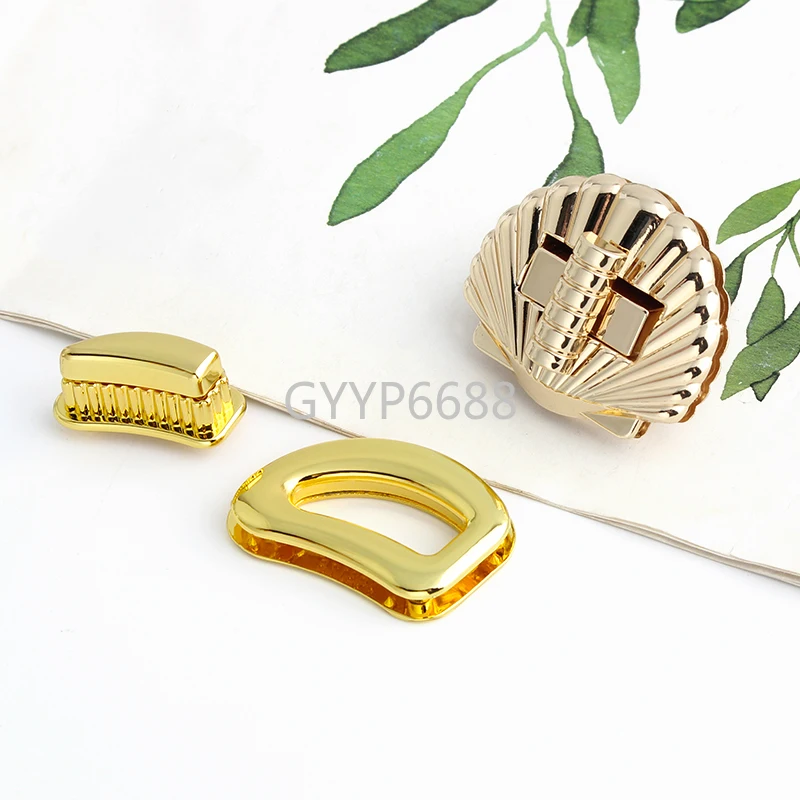 5/20 مجموعات الذهب/K الذهب قذيفة/شكل قلب المعادن بدوره تويست قفل للنساء حقيبة يد محفظة أكياس المشبك إغلاق مشبك اكسسوارات