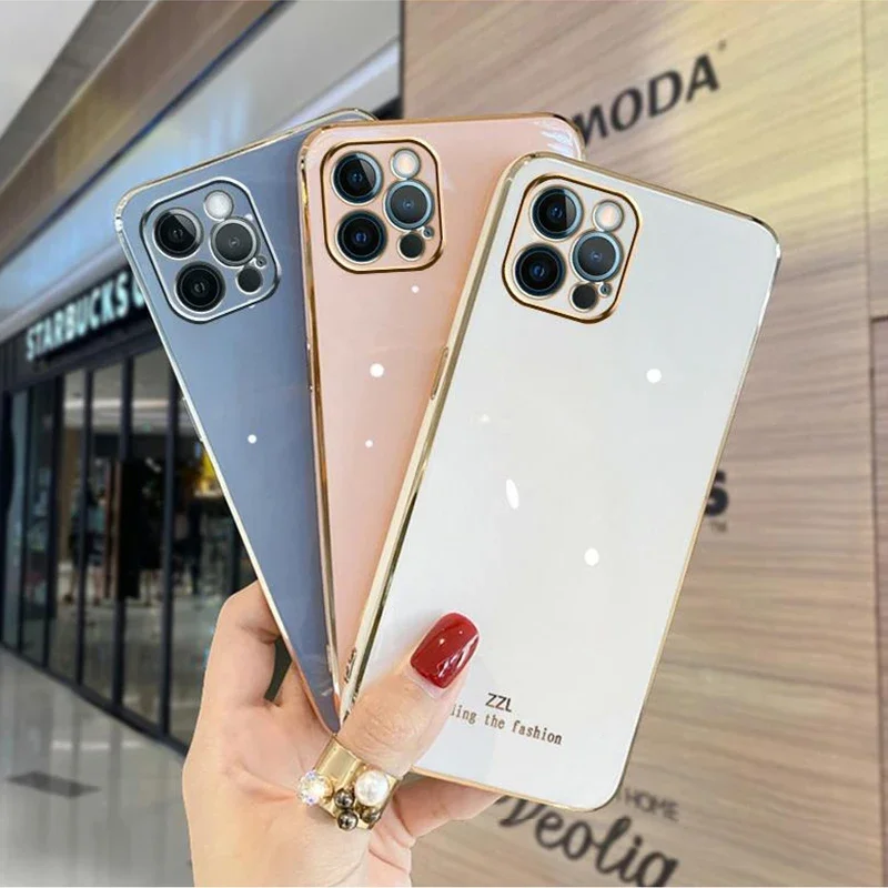 Luxury Plating Case For iPhone 15 Pro Max 12 Pro 14 Plus 15 13 Pro Max 11 Pro Max Silicone Phone Cover
