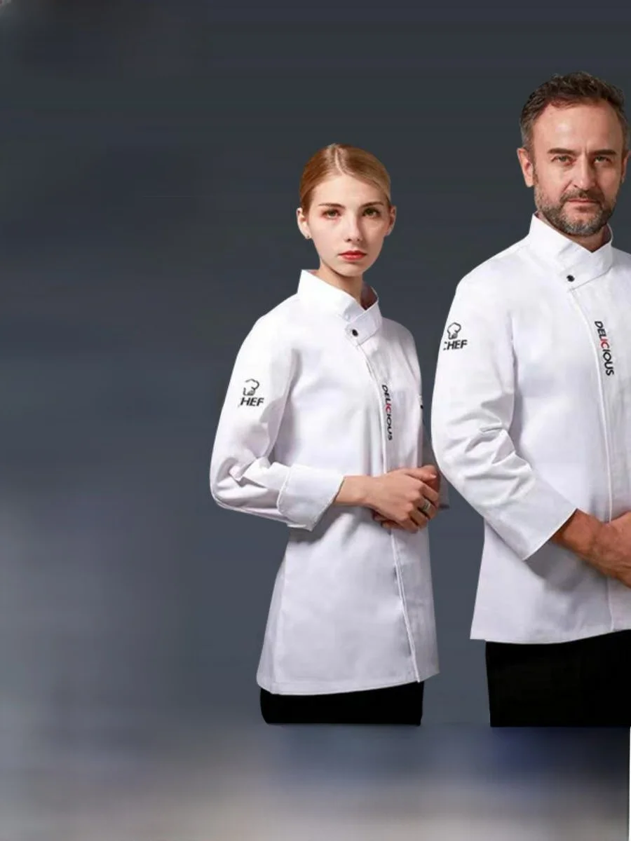 

Весенне-осенний поварской халат с длинным рукавом для выпечки и кондитерских работ, рабочая одежда для поваров, поварской халат с коротким рукавом для западных ресторанов