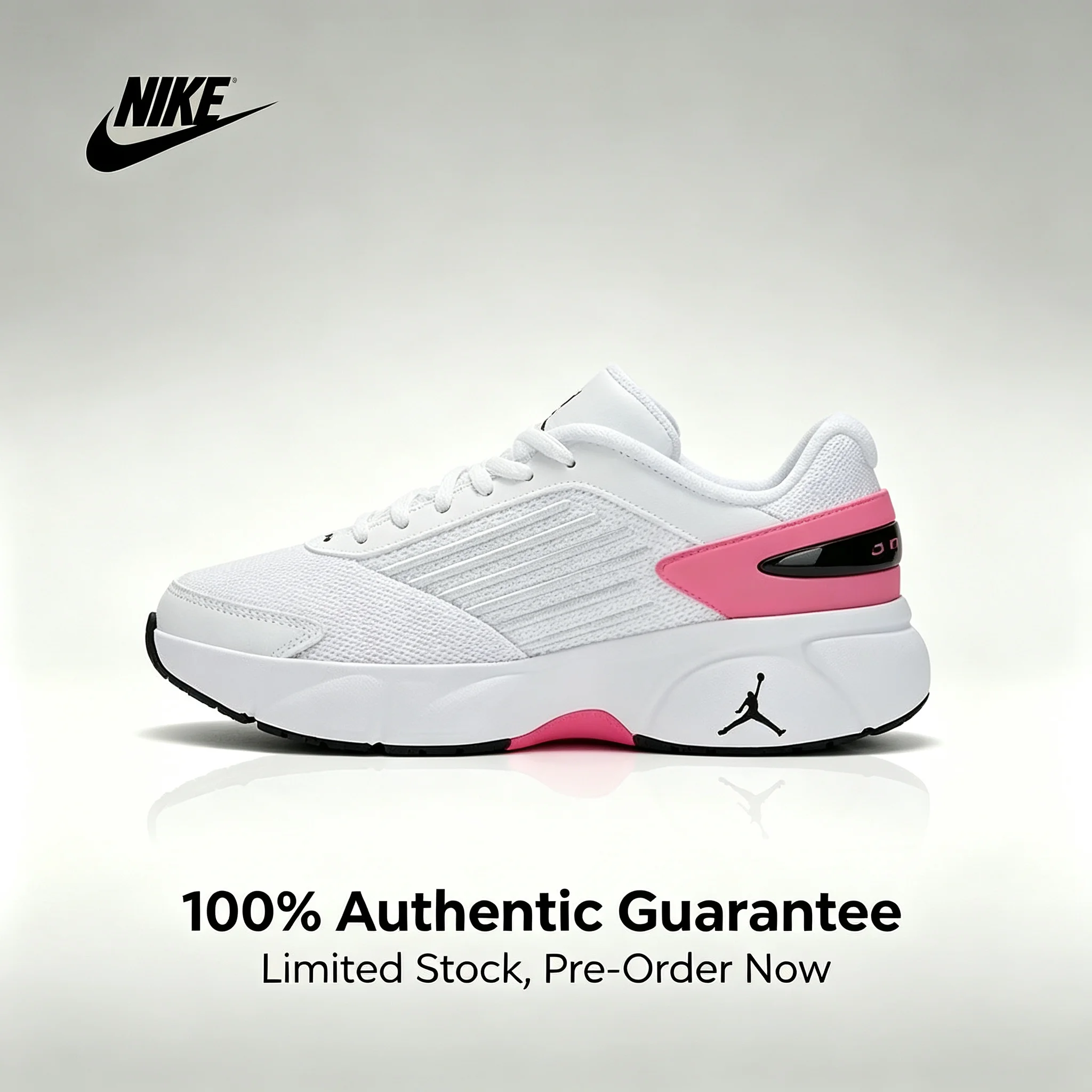 Nike Authentic Jordan TRUNNER FLOW Men's and Women's Pink and White Durable Basketball Shoes IQ0701-102