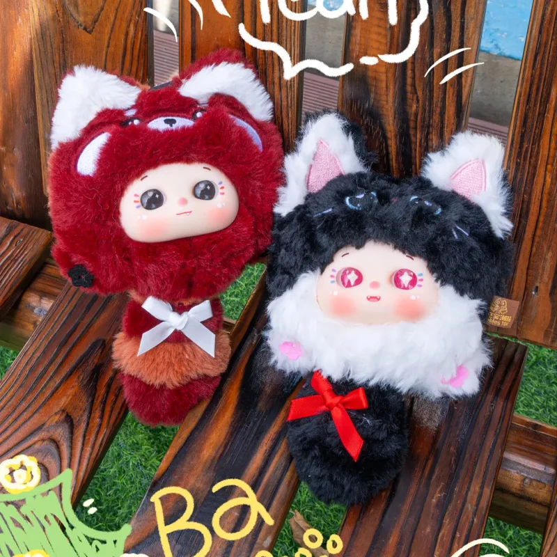 Magische Blindbox für die Katzenpflege: Tragbares Plüsch-Kamm- und Spiegel-Set, Überraschungs-Heimdekor-Anhänger-Geschenk