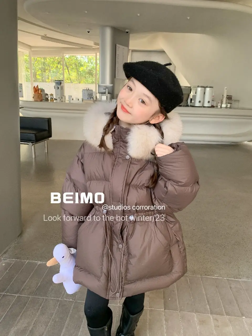 Children Cotton Clothes Winter Fashion Girls Boys Imitation fur Hooded Thicken Long Jacket Parka Coat Warm Kids Snow Overcoat