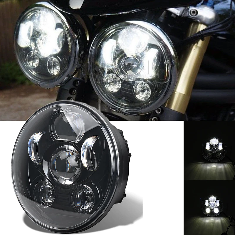 

5-3/4 5.75'' LED Motorcycle Headlight for Sportster Dyna Street Bob Low Rider Wide Glide Iron 883 1200 Softail Triple Headlamp