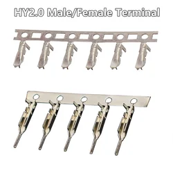100 unids/lote HY2.0 HY 2mm con terminales de conector de bloqueo Terminal de prensado prensado en frío macho hembra 2,0 MM de paso