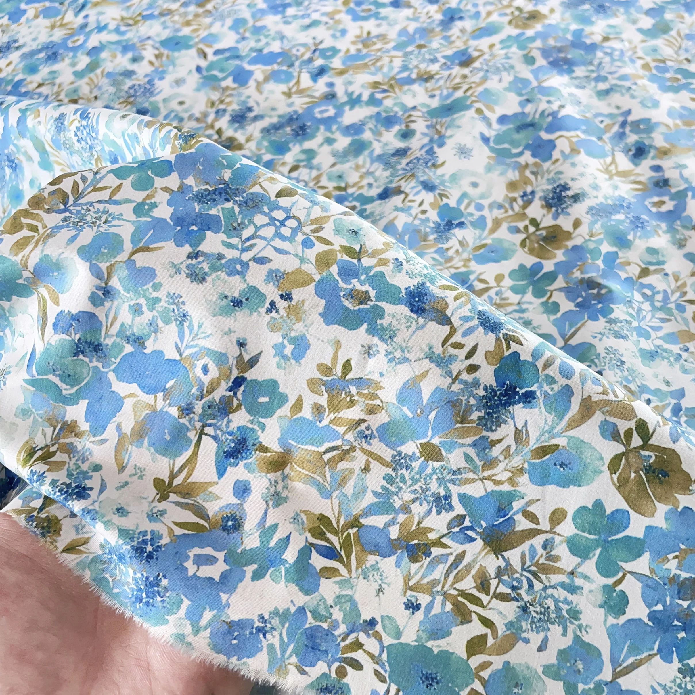145x50 cm100% tessuto di cotone blu oro stampa floreale fresco ed elegante ideale per sartoria decorazioni per la casa tovaglie fai da te progetti