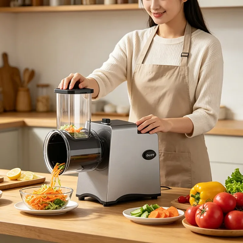 Large Inlet Electric Vegetable Cutter Household Potato Slicer Shredder Garlic Meat Mincer