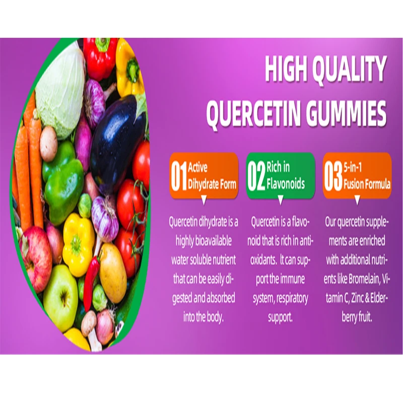 Quercetin Gummies - Quercetin Contains Bromelain, Vitamin C, Zinc, and Elderberry, Enhancing The Immune System