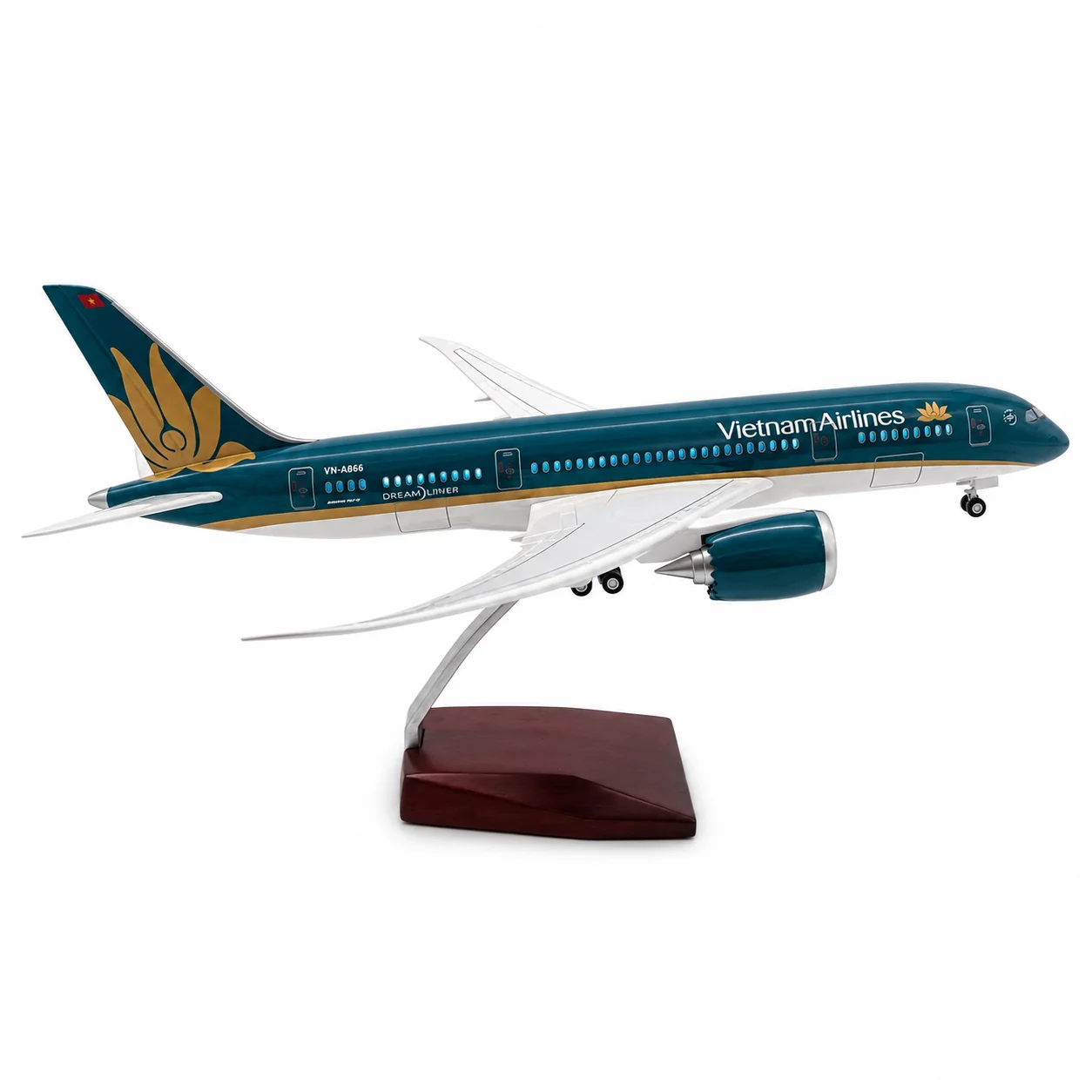 1:130 Scale Jet Aircraft Model B787 Vietnam Airlines Jet 47cm Die-Cast Resin Model with Base and Landing Gear for Collecting